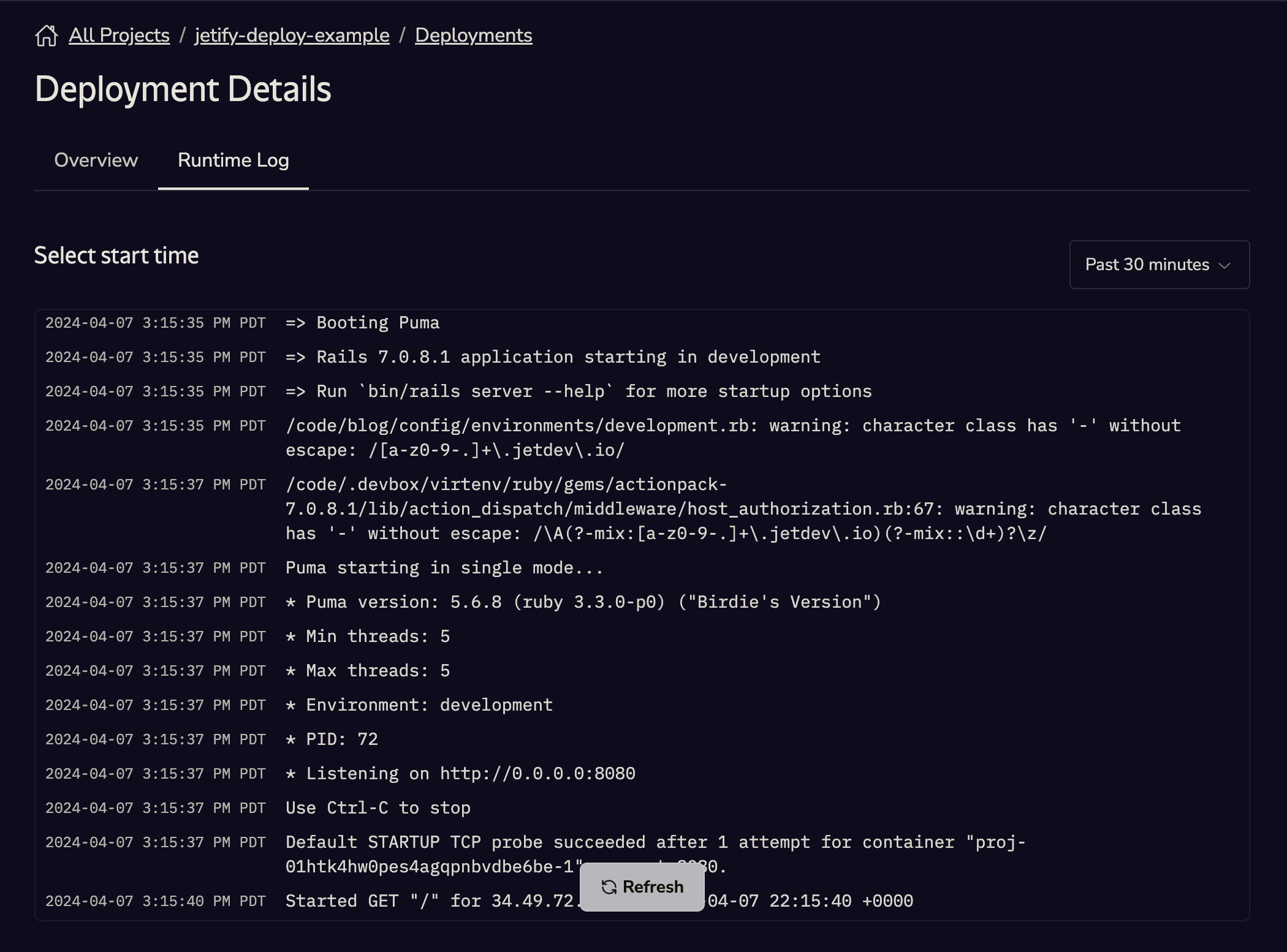 Runtime Logs